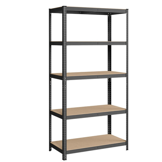 Scaffalatura metallica per carichi pesanti 200 x 100 x 50 cm 5 livelli carico totale 875 kg (175 kg/livello) ripiano portaoggetti ripiani regolabili per garage cantina nero 12_0005593