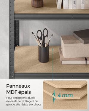 Scaffalatura metallica per carichi pesanti 200 x 100 x 50 cm 5 livelli carico totale 875 kg (175 kg/livello) ripiano portaoggetti ripiani regolabili per garage cantina nero 12_0005593