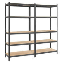 Scaffalatura metallica per carichi pesanti 200 x 100 x 50 cm 5 livelli carico totale 875 kg (175 kg/livello) ripiano portaoggetti ripiani regolabili per garage cantina nero 12_0005594