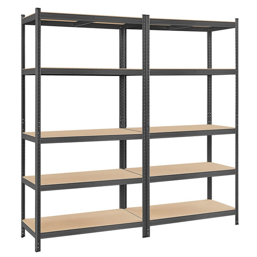 Scaffalatura metallica per carichi pesanti 200 x 100 x 50 cm 5 livelli carico totale 875 kg (175 kg/livello) ripiano portaoggetti ripiani regolabili per garage cantina nero 12_0005594