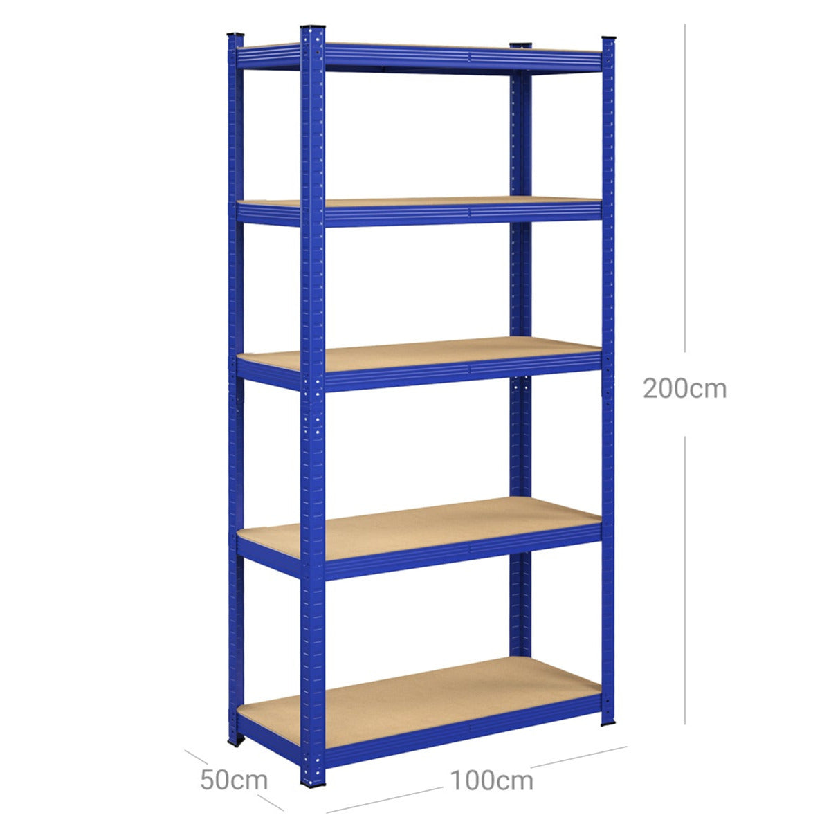 Ripiano in metallo per carichi pesanti 200 x 100 x 50 cm 5 livelli carico totale 875 kg (175 kg/livello) ripiano portaoggetti ripiani regolabili per cantina garage blu 12_0002716