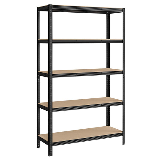 Scaffalatura per carichi pesanti a 5 ripiani unità di stoccaggio in acciaio montaggio senza attrezzi scaffalatura per garage per cassette degli attrezzi capacità 875 kg 60 x 120 x 200 cm nero 12_0005569