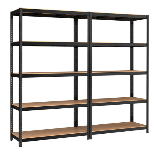 Scaffalatura per carichi pesanti a 5 ripiani 60 x 120 x 200 cm Unità di stoccaggio in acciaio Montaggio senza attrezzi Scaffalatura da garage per cassette degli attrezzi Capacità 875 kg Nero 12_0005570