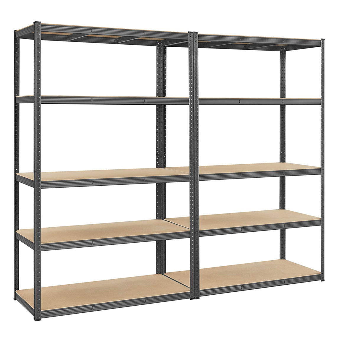 Scaffalatura per carichi pesanti 60 x 120 x 200 cm Unità di stoccaggio in acciaio a 5 ripiani Montaggio senza attrezzi Scaffalatura da garage per cassette degli attrezzi Capacità 875 kg Nero 12_0005574