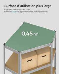 Scaffali angolari a 5 ripiani ripiani in acciaio per carichi pesanti capacità di carico per garage e magazzino 875 kg grigio 12_0005828