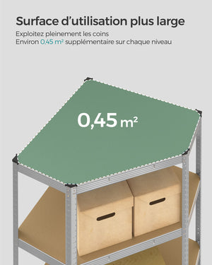 Scaffali angolari a 5 ripiani ripiani in acciaio per carichi pesanti capacità di carico per garage e magazzino 875 kg grigio 12_0005828