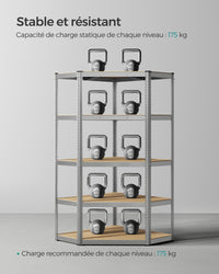 Scaffali angolari a 5 ripiani ripiani in acciaio per carichi pesanti capacità di carico per garage e magazzino 875 kg grigio 12_0005828