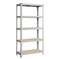 Scaffale portaoggetti a clip in acciaio per impieghi gravosi ripiano in MDF a 5 livelli 180 x 90 x 40 cm capacità 875 kg garage 12_0003745
