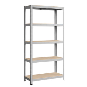 Scaffale portaoggetti a clip in acciaio per impieghi gravosi ripiano in MDF a 5 livelli 180 x 90 x 40 cm capacità 875 kg garage 12_0003745