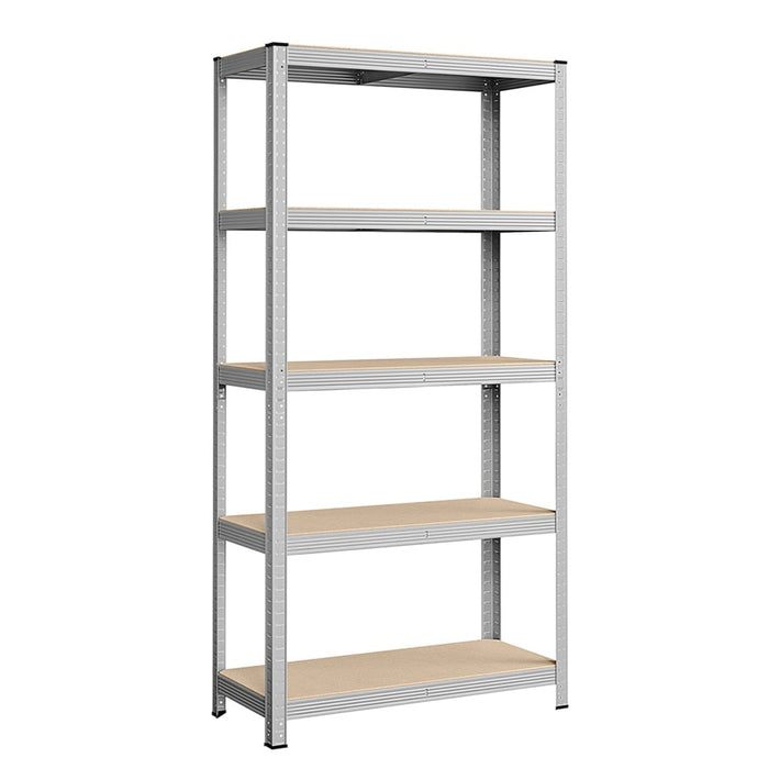 Scaffale portaoggetti a clip in acciaio per impieghi gravosi ripiano in MDF a 5 livelli 180 x 90 x 40 cm capacità 875 kg garage 12_0003745