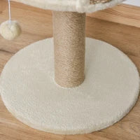 Albero Tiragraffi per Gatti con Lettino, Palo in Juta e Pallina Appesa, 40x40x49cm, Beige