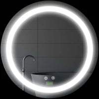 kleankin Specchio Bagno Rotondo con Luce LED Regolabile e Funzione Anti Appannamento, Ø50cm