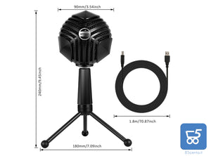 GM-888 Microfono a condensatore USB Microfono a forma di sfera con supporto per treppiede in metallo mini desktop per PC Laptop Giochi