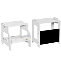 Scala Montessori 3 in 1 per Bambini con 1 Lavagna e Bordi Alti di Sicurezza, in Legno, 42x44x86 cm, Grigio