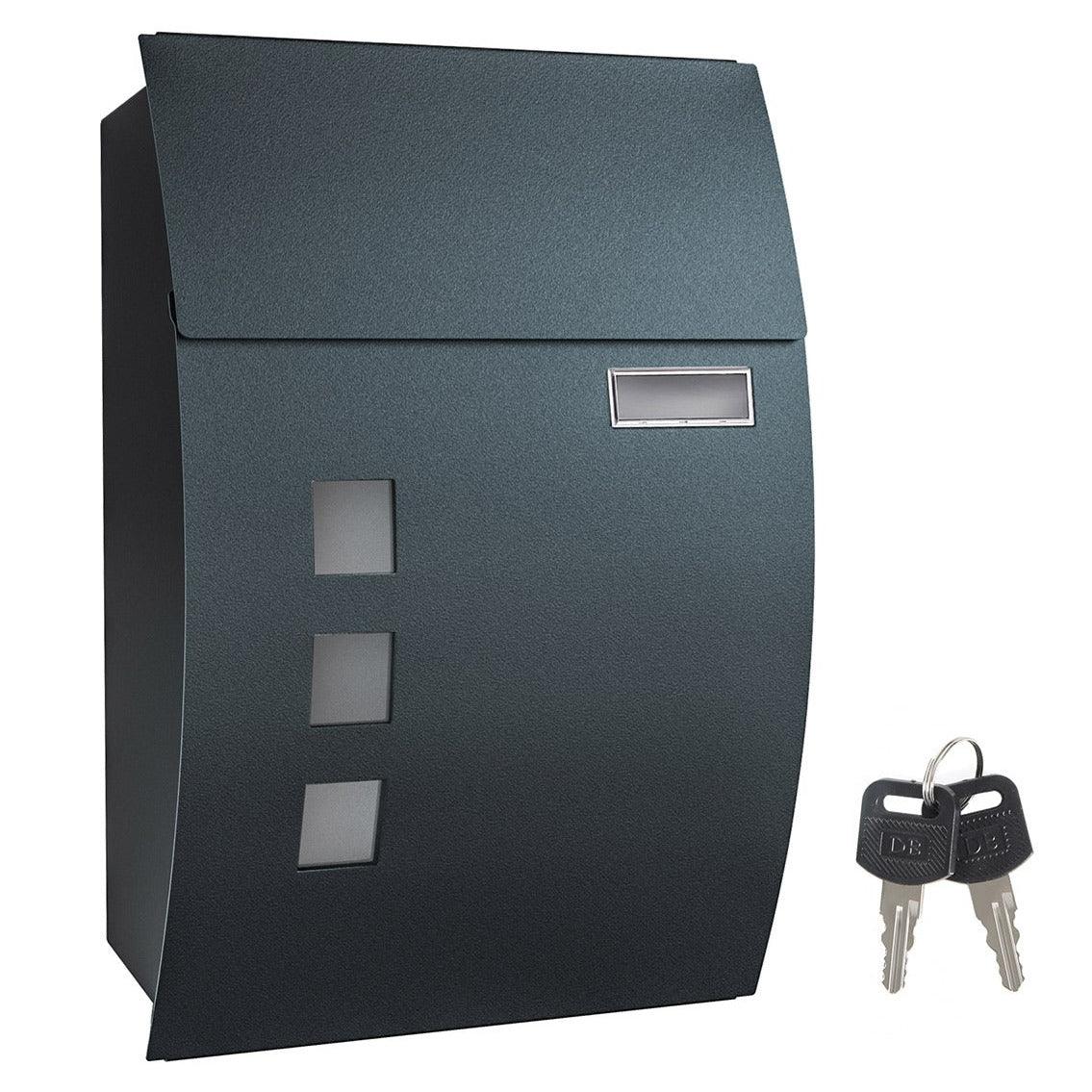 Cassetta postale da muro con finestrelle di visualizzazione posizione nome 2 chiavi facile da installare grigio antracite 12_0001643