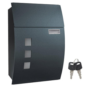 Cassetta postale da muro con finestrelle di visualizzazione posizione nome 2 chiavi facile da installare grigio antracite 12_0001643