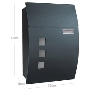 Cassetta postale da muro con finestrelle di visualizzazione posizione nome 2 chiavi facile da installare grigio antracite 12_0001643