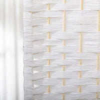 Paravento a 4 Ante Pieghevole per Interni, Autoportante e Intrecciato, 160x170 cm, Bianco