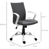 Sedia da Ufficio Ergonomica e Girevole con Altezza Regolabile, 61x61x89-99 cm, Grigio Scuro
