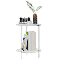 Tavolino Basso Rotondo a 2 Livelli in Acrilico per Interni, Ø40x50 cm, Trasparente