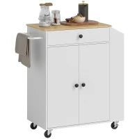 Carrello da Cucina con Cassetto, Armadio, Scaffale per Spezie, Portasciugamani, 82 x 38 x 86.5 cm, Bianco e Quercia