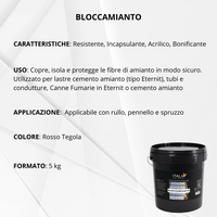 Bloccamianto incapsulante elastomerico certificato amianto colore rosso tegola *** formato 5 kg, confezione 1