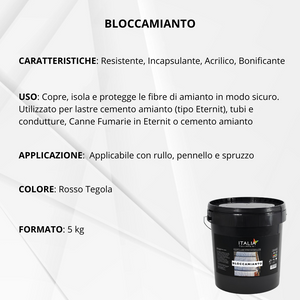 Bloccamianto incapsulante elastomerico certificato amianto colore rosso tegola *** formato 5 kg, confezione 1