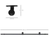 Kit Porta Scorrevole in Acciaio con Binari, Fermi e Guide, 200x40x0.6 cm, Nero