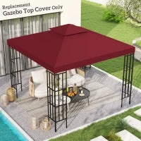 Tela di Ricambio per Gazebo Padiglione Tenda 3 x 3 m, in Poliestere ad Alta Densità 180 g/m², Rosso