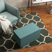 Poggiapiedi 2 in 1 con Rivestimento Rimovibile in Tessuto Effetto Lino, 75x41x41 cm, Verde