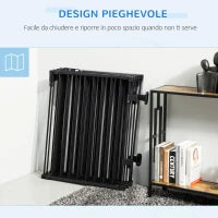 Cancelletto di Sicurezza per Cani Pieghevole a 8 Sezioni, Sistema di Blocco e Chiusura Automatica, Nero