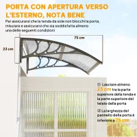 Tettoia in Policarbonato Anti-UV da Esterno per Porte e Finestre da 100x80 cm