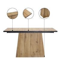 Tavolo da pranzo moderno con venature del legno, per 4-6 persone, 138,5x80x75 cm, Marrone chiaro