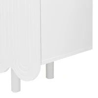 Credenza a goccia, con ante sagomate,  120×37,5×80,8 cm, Bianco