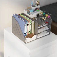 Mobiletto da Ufficio a 3 Cassetti con Barra Regolabile e Vassoio, in Acciaio, 37x43.5x60 cm, Bianco