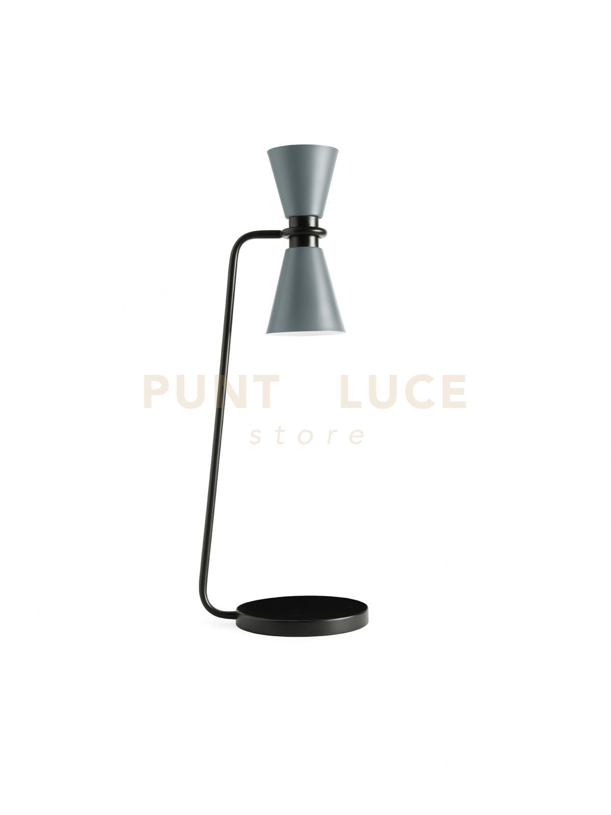 GRAAL LAMPADA DA TAVOLO GRANDE 2 LUCI  METALLO GRIGIO PARTICOLARI NERI D.13CM