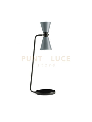 GRAAL LAMPADA DA TAVOLO GRANDE 2 LUCI  METALLO GRIGIO PARTICOLARI NERI D.13CM