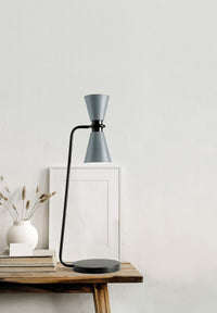 GRAAL LAMPADA DA TAVOLO GRANDE 2 LUCI  METALLO GRIGIO PARTICOLARI NERI D.13CM