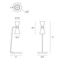 GRAAL LAMPADA DA TAVOLO GRANDE 2 LUCI  METALLO GRIGIO PARTICOLARI NERI D.13CM