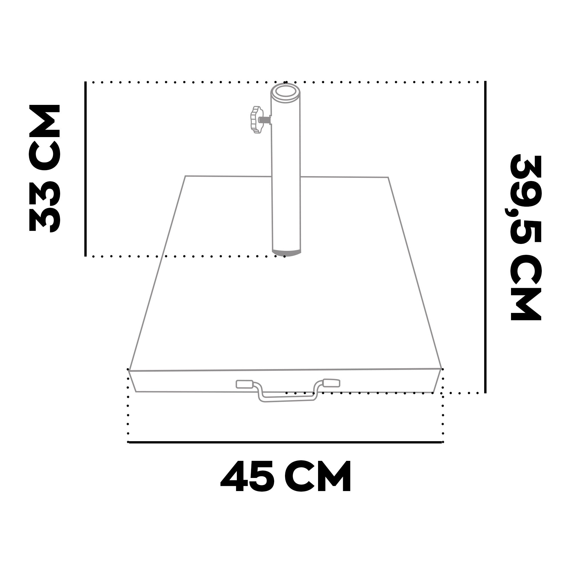 Gravita - Base per Ombrellone da Giardino Quadrato 45x45 cm 35 Kg in Pietra con Ruote Grigio