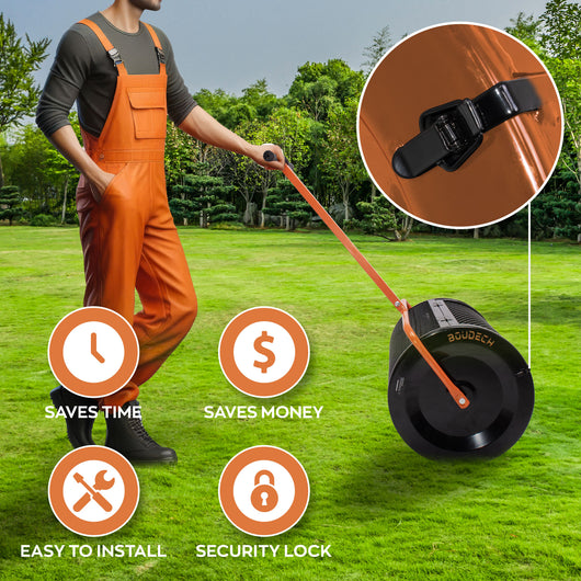 Spreader - Spandiconcime a Rullo da Giardino per Concime e Semina Rete Gabbia in Metallo con Manico a T Nero e Arancione