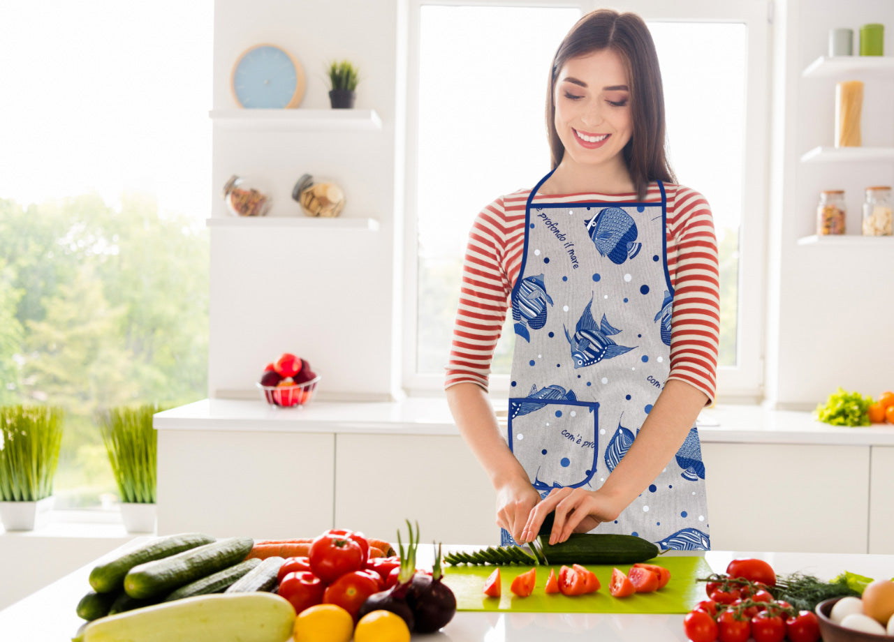 Pack 2 Pezzi Grembiule Alto Pettorina Cucina Chef Casa Con Tasche Maldive