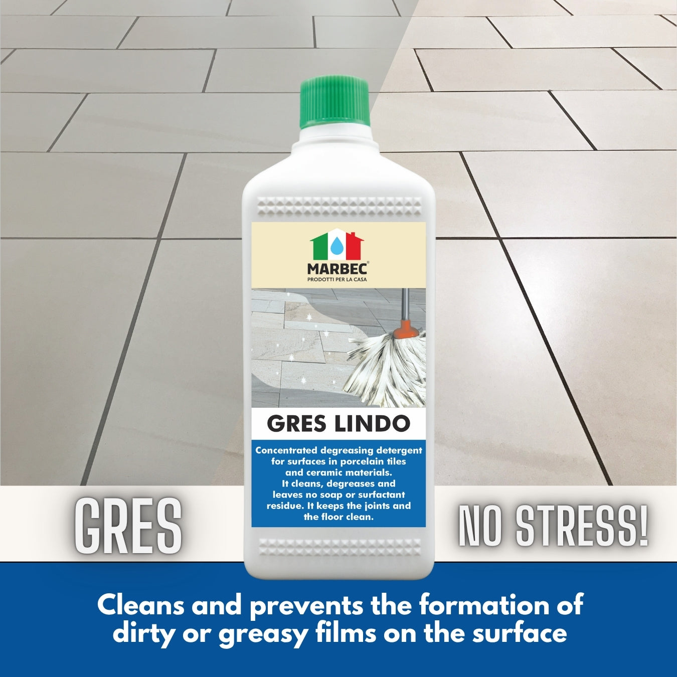 Detergente per gres porcellanato GRES LINDO   1LT + Tampone in Melamina
