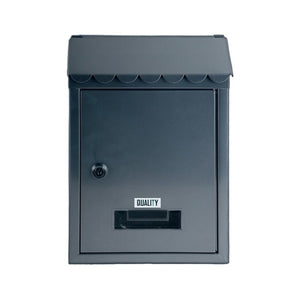 CASSETTA POSTALE ESTERNO A PARETE BUCA LETTERE IN FERRO TETTO CHIAVE 30x21x7cm MOD. LOUVRE QUALITY COL. GRIGIO