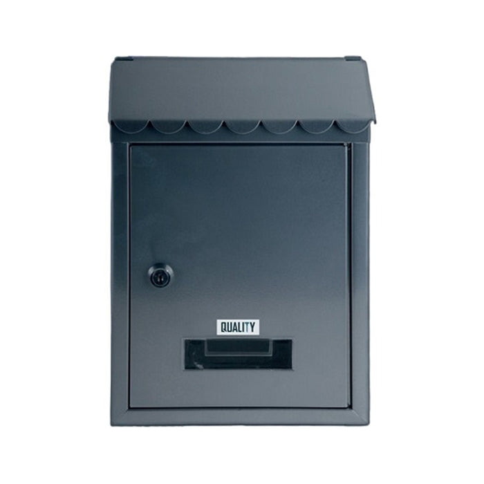 CASSETTA POSTALE ESTERNO A PARETE BUCA LETTERE IN FERRO TETTO CHIAVE 30x21x7cm MOD. LOUVRE QUALITY COL. GRIGIO