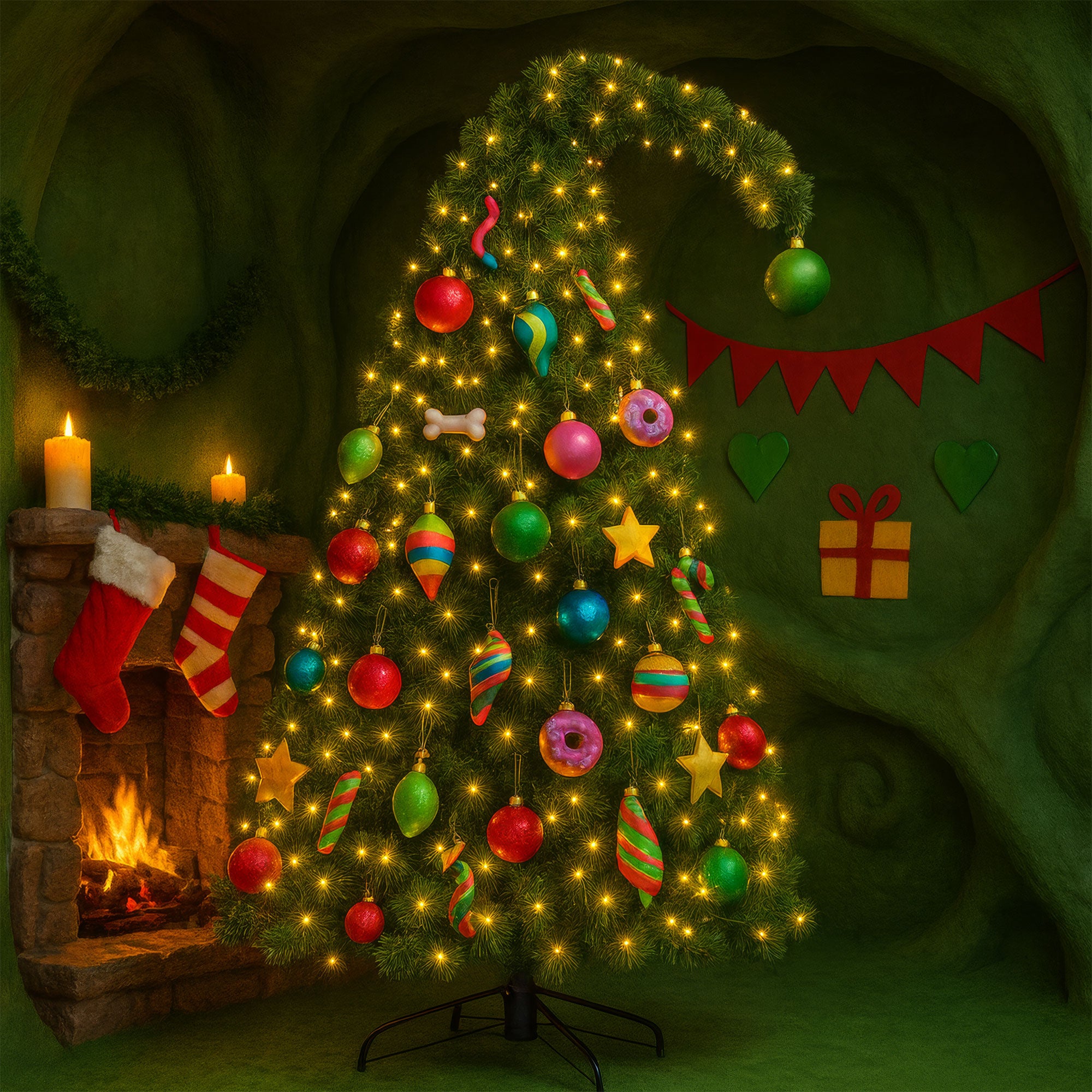 Grinch - Albero di Natale Tradizionale in PVC Ø99x210H, 1093 Punte