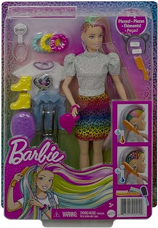 Barbie ​ - Capelli Multicolor con capelli con funzione cambia colore, include 16 accessori alla moda; 3+ Anni