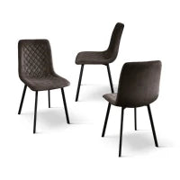 PAZZO DESIGN Sedia Arianna set da 4 sedie marrone in velluto e gambe in metallo