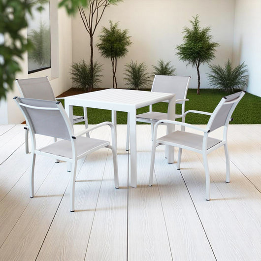 Tavolo In Alluminio Rosario 80X80 Cm Bianco