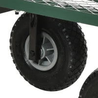 Carrello da Giardino in Acciaio con Capacità 150 kg e Maniglia Rivestita, 94x48.5x100 cm, Nero e Verde
